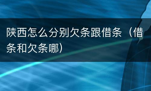 陕西怎么分别欠条跟借条（借条和欠条哪）
