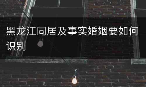 黑龙江同居及事实婚姻要如何识别