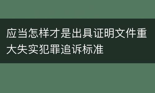 应当怎样才是出具证明文件重大失实犯罪追诉标准
