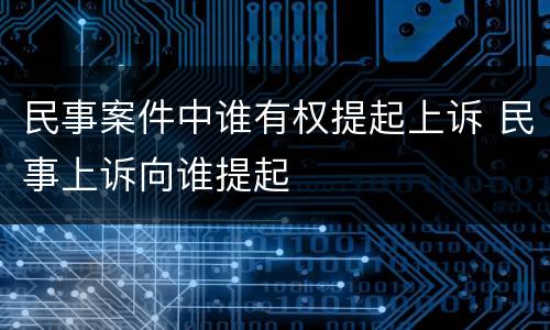 民事案件中谁有权提起上诉 民事上诉向谁提起