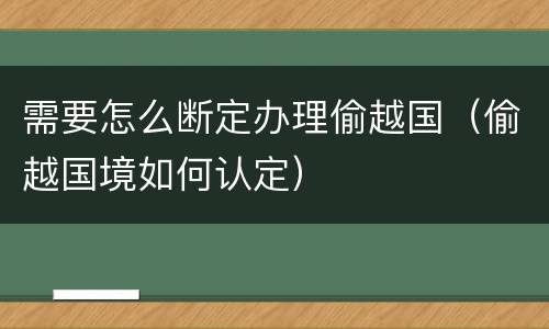 需要怎么断定办理偷越国（偷越国境如何认定）