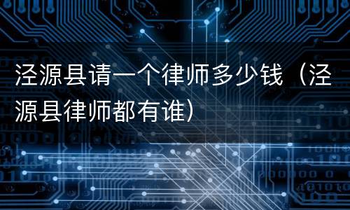 泾源县请一个律师多少钱（泾源县律师都有谁）