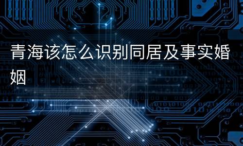 青海该怎么识别同居及事实婚姻