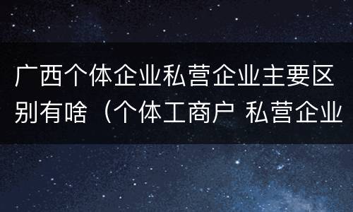 广西个体企业私营企业主要区别有啥（个体工商户 私营企业 区别）