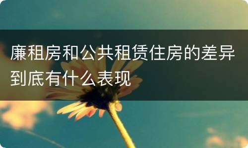 廉租房和公共租赁住房的差异到底有什么表现