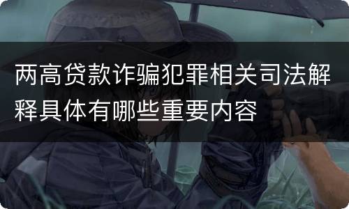 两高贷款诈骗犯罪相关司法解释具体有哪些重要内容