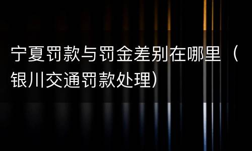 宁夏罚款与罚金差别在哪里（银川交通罚款处理）