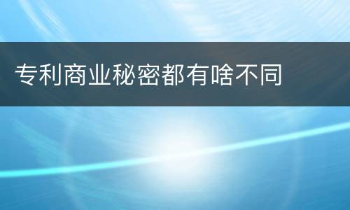专利商业秘密都有啥不同
