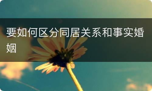 要如何区分同居关系和事实婚姻
