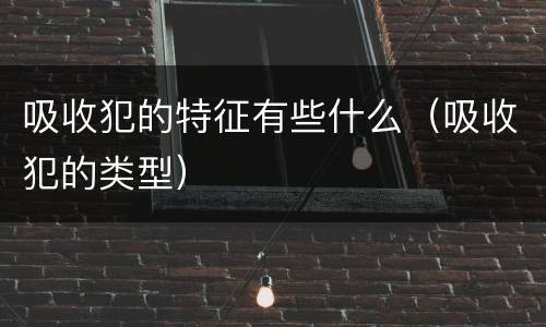 吸收犯的特征有些什么（吸收犯的类型）