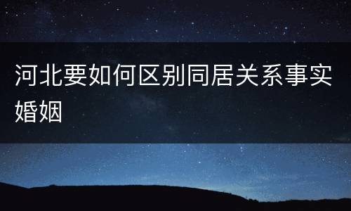 河北要如何区别同居关系事实婚姻