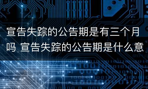 宣告失踪的公告期是有三个月吗 宣告失踪的公告期是什么意思