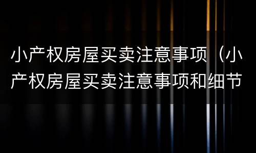 小产权房屋买卖注意事项（小产权房屋买卖注意事项和细节）
