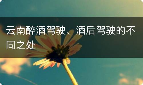 云南醉酒驾驶、酒后驾驶的不同之处