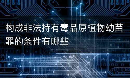 构成非法持有毒品原植物幼苗罪的条件有哪些
