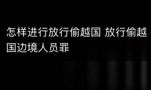 怎样进行放行偷越国 放行偷越国边境人员罪