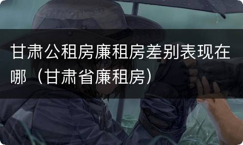 甘肃公租房廉租房差别表现在哪（甘肃省廉租房）