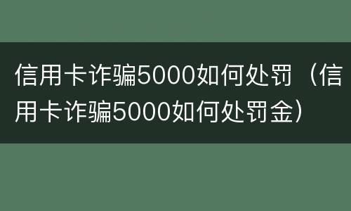 信用卡诈骗5000如何处罚（信用卡诈骗5000如何处罚金）