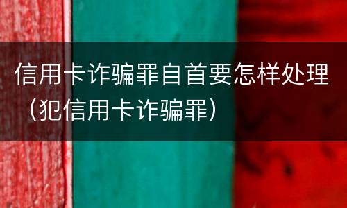 信用卡诈骗罪自首要怎样处理（犯信用卡诈骗罪）