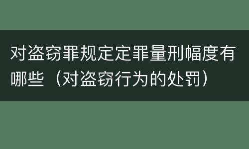 对盗窃罪规定定罪量刑幅度有哪些（对盗窃行为的处罚）