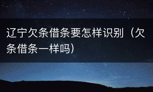 辽宁欠条借条要怎样识别（欠条借条一样吗）