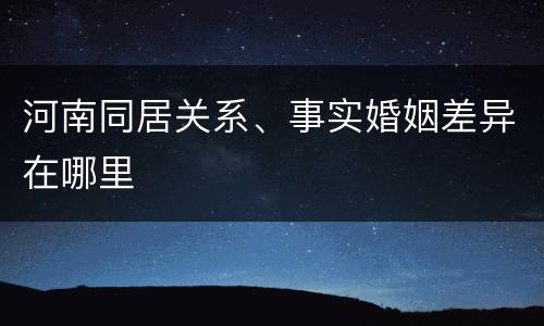 河南同居关系、事实婚姻差异在哪里