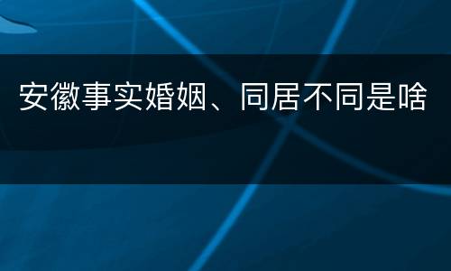 安徽事实婚姻、同居不同是啥