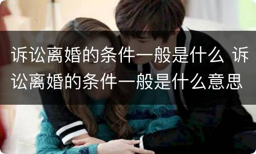 诉讼离婚的条件一般是什么 诉讼离婚的条件一般是什么意思