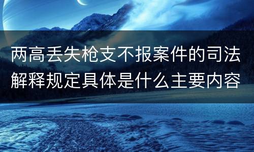 两高丢失枪支不报案件的司法解释规定具体是什么主要内容