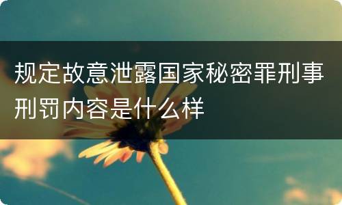 规定故意泄露国家秘密罪刑事刑罚内容是什么样