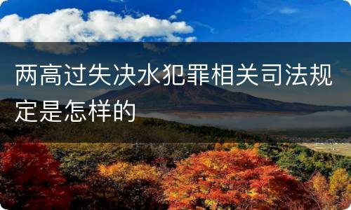两高过失决水犯罪相关司法规定是怎样的