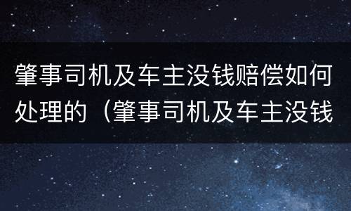肇事司机及车主没钱赔偿如何处理的（肇事司机及车主没钱赔偿如何处理的案例）