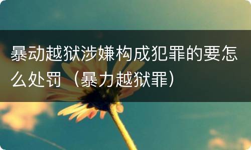 暴动越狱涉嫌构成犯罪的要怎么处罚（暴力越狱罪）