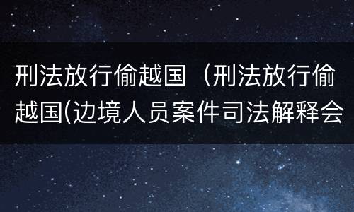刑法放行偷越国（刑法放行偷越国(边境人员案件司法解释会如何规定）