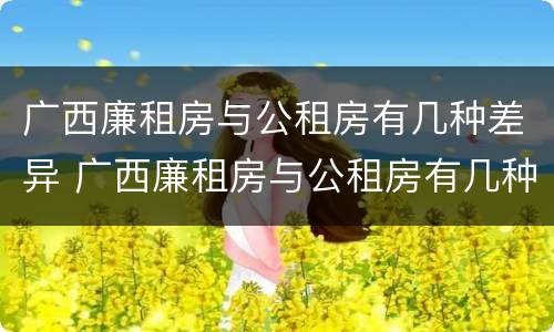 广西廉租房与公租房有几种差异 广西廉租房与公租房有几种差异呢