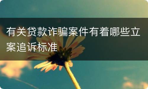 有关贷款诈骗案件有着哪些立案追诉标准