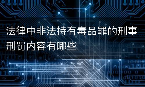 法律中非法持有毒品罪的刑事刑罚内容有哪些