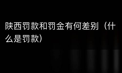 陕西罚款和罚金有何差别（什么是罚款）