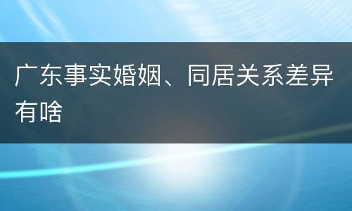 广东事实婚姻、同居关系差异有啥