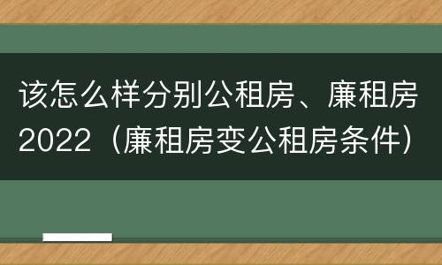 该怎么样分别公租房、廉租房2022（廉租房变公租房条件）