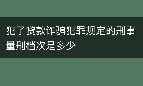 犯了贷款诈骗犯罪规定的刑事量刑档次是多少