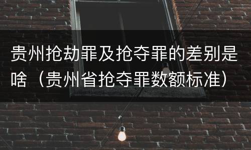 贵州抢劫罪及抢夺罪的差别是啥（贵州省抢夺罪数额标准）