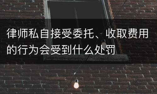 律师私自接受委托、收取费用的行为会受到什么处罚