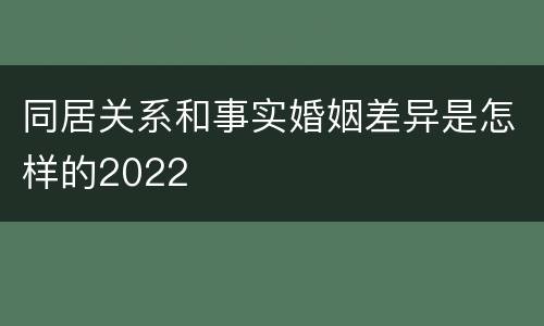 同居关系和事实婚姻差异是怎样的2022