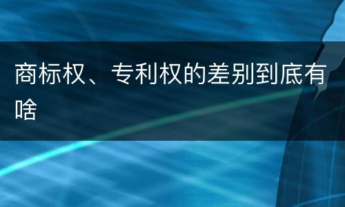 商标权、专利权的差别到底有啥