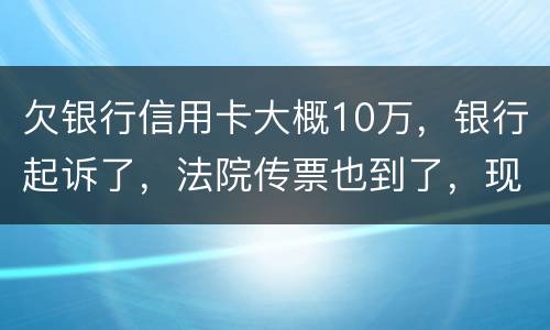 欠银行信用卡大概10万，银行起诉了，法院传票也到了，现在还不起