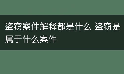 盗窃案件解释都是什么 盗窃是属于什么案件