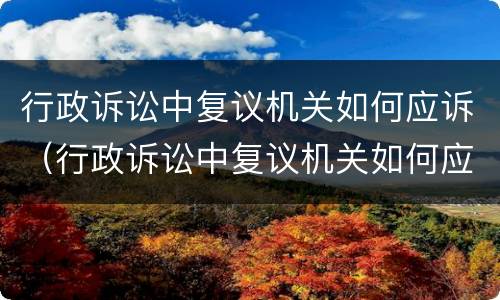 行政诉讼中复议机关如何应诉（行政诉讼中复议机关如何应诉案件）
