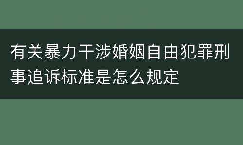 有关暴力干涉婚姻自由犯罪刑事追诉标准是怎么规定