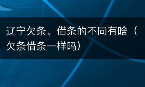 辽宁欠条、借条的不同有啥（欠条借条一样吗）